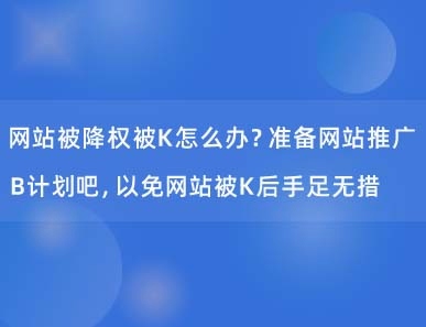 网站被降权被K怎么办？准备网站推广B计划吧，以免网站被K后手足无措